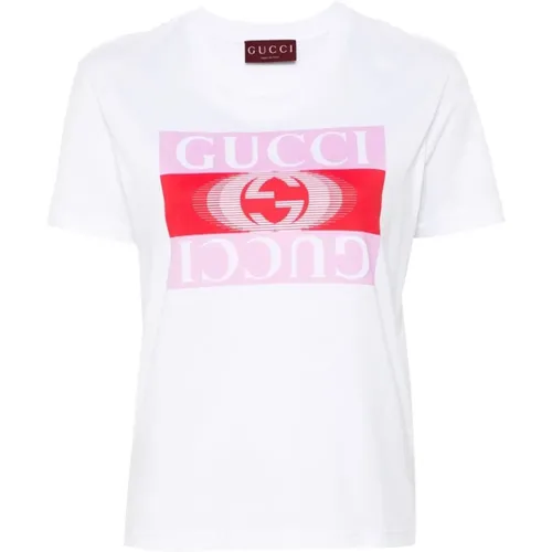 Jersey Crew Neck Logo Print T-shirt , female, Sizes: XS - Gucci - Modalova