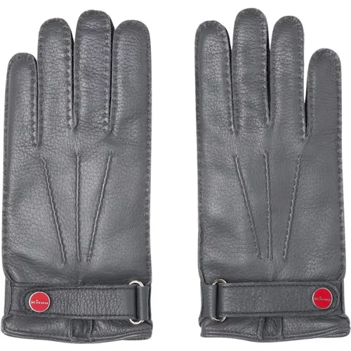 Graue Handschuhe aus Hirschleder , Herren, Größe: 8 1/2 IN - Kiton - Modalova