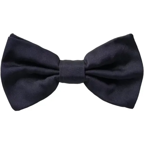 Bowties, male, , Size: ONE SIZE Dark Silk Bow Tie - Dolce & Gabbana - Modalova