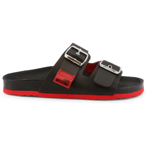 Leder Sliders für Frauen - Frühjahr/Sommer Kollektion , Damen, Größe: 36 EU - Love Moschino - Modalova