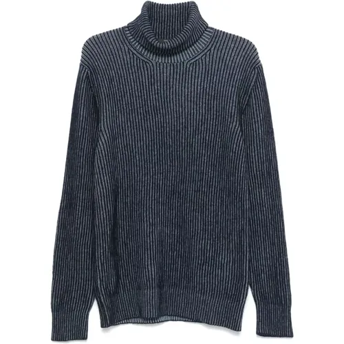 Dunkelblauer Rippstrick Rollkragenpullover - Tagliatore - Modalova