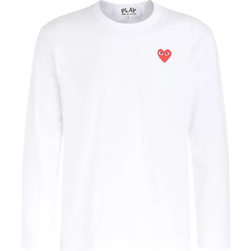 Herren Langarm T-Shirt mit rotem Herz , Herren, Größe: XL - Comme des Garçons Play - Modalova