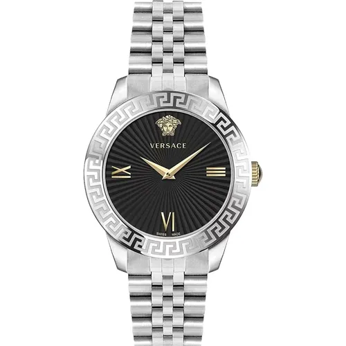 Greca Signature Ladies Watch Stainless Steel Black Dial , female, Sizes: ONE SIZE - Versace - Modalova