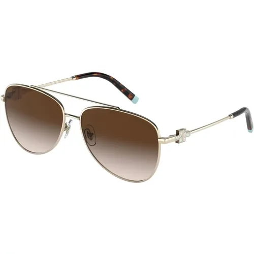 Gold/Braun getönte Sonnenbrille,Sunglasses - Tiffany - Modalova