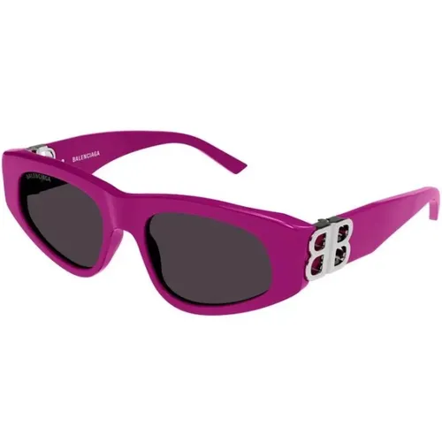 Fuchsia Frame Grey Lens Sunglasses , female, Sizes: 53 MM - Balenciaga - Modalova
