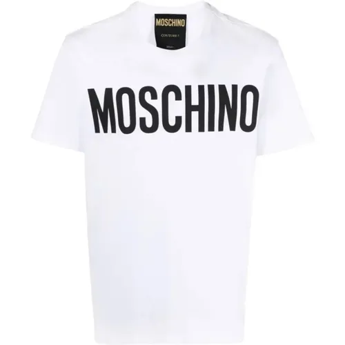 Logo Print Cotton T-shirt , male, Sizes: S - Moschino - Modalova
