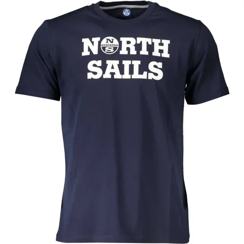 Blaues Baumwoll-T-Shirt mit Kurzen Ärmeln , Herren, Größe: L - North Sails - Modalova