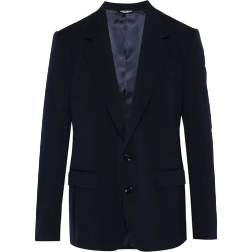 Navy Wool Blend Jacket , male, Sizes: 2XL, XL, L - Dolce & Gabbana - Modalova