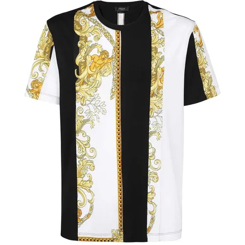 Baumwoll T-Shirt mit Kunstprint - Versace - Modalova