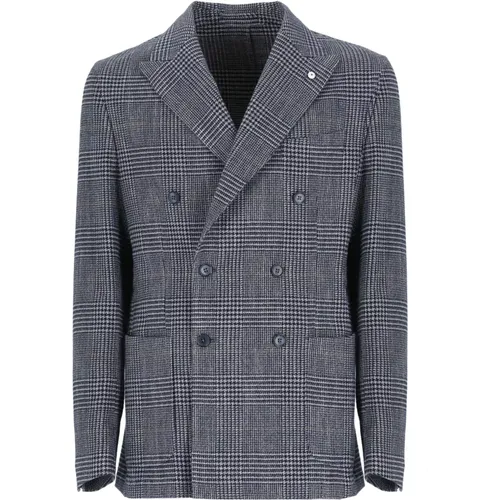 Blazers, male, , Size: XL Double-Breasted Cotton Jacket - Lubiam - Modalova