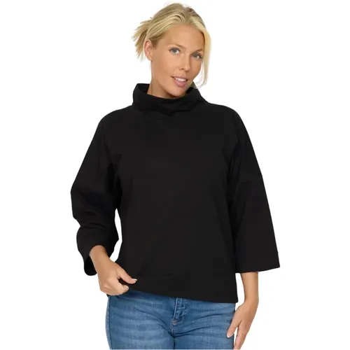 Schwarzer Poncho mit ¾ Ärmeln , Damen, Größe: XL - 2-Biz - Modalova