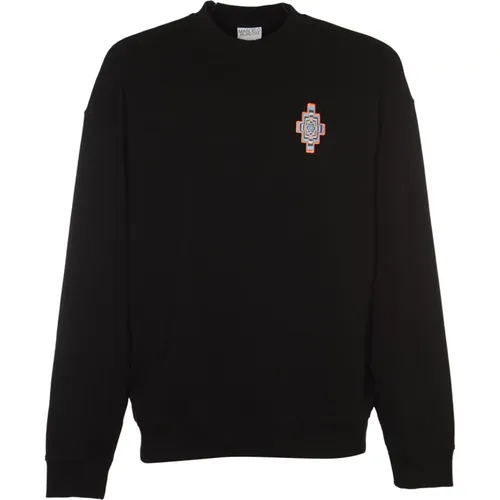 Bequemer Crewneck Sweatshirt mit Optischem Kreuz-Design , Herren, Größe: L - Marcelo Burlon - Modalova