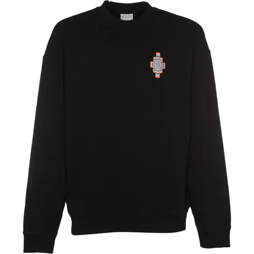 Comfort Crewneck Sweatshirt with Optical Cross Design , male, Sizes: M, L, XL - Marcelo Burlon - Modalova