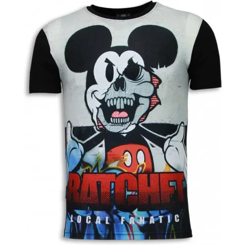 Ratchet Mickey Digital Rhinestone - Herren T-Shirt - 5983 , Herren, Größe: XL - Local Fanatic - Modalova