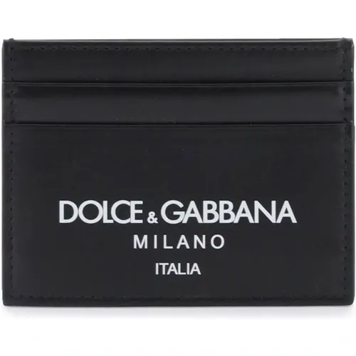 Logo Leder Kartenhalter , Herren, Größe: ONE Size - Dolce & Gabbana - Modalova