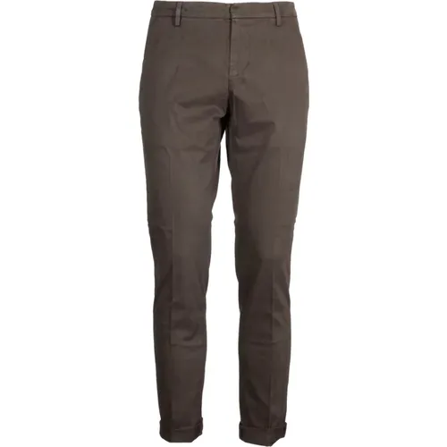 Chinos, male, , Size: W35 Slim Fit Chino Trousers with Belt Loops - Dondup - Modalova