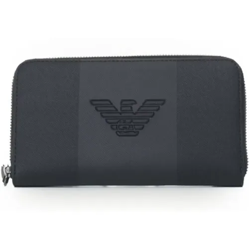 Wallets & Cardholders, male, , Size: ONE SIZE Blue Men`s Wallet with Raised Eagle Logo - Emporio Armani - Modalova