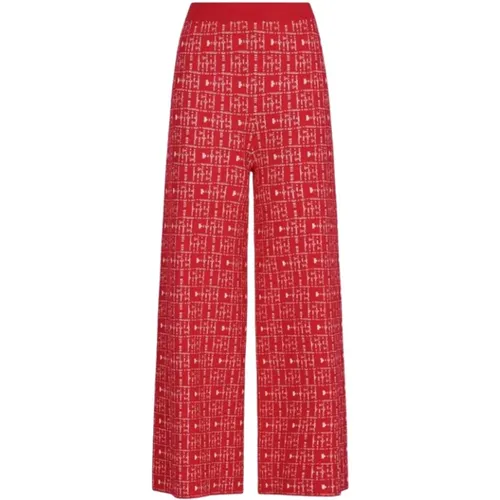 Wide Trousers, female, , Size: XS Jacquard Initials Straight Pants - Carolina Herrera - Modalova