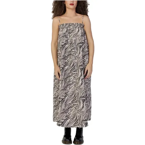 Beige Print Square Neckline Kleid , Damen, Größe: 3XL - Vila - Modalova