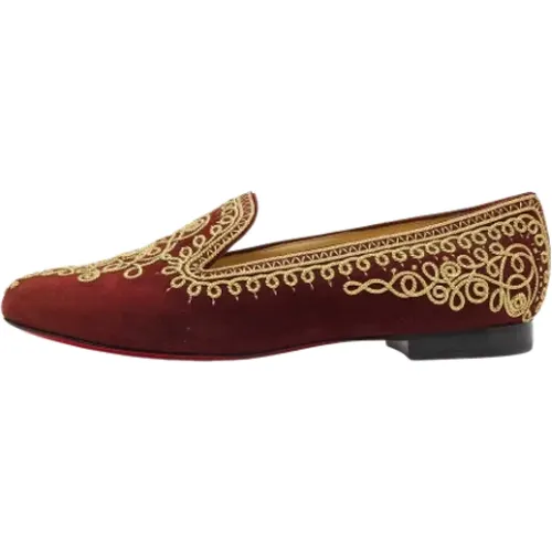 Pre-owned Suede flats , female, Sizes: 7 1/2 UK - Christian Louboutin Pre-owned - Modalova