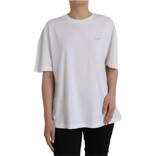 Weiße Baumwoll-Crew-Neck-T-Shirt , Damen, Größe: XS - Balenciaga - Modalova