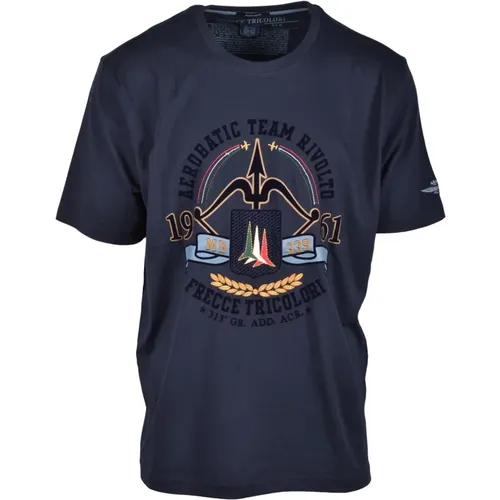 Militärstil Baumwoll-T-Shirt , Herren, Größe: 3XL - aeronautica militare - Modalova