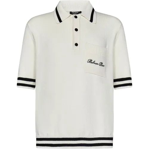 Weißes Poloshirt Aw24 Balmain - Balmain - Modalova