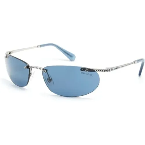 Silberne Sonnenbrille mit Original-Etui , Damen, Größe: 59 MM - Swarovski - Modalova