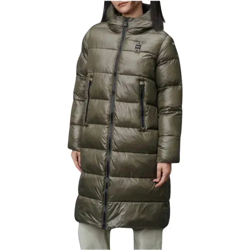 Checkered Long Parka , female, Sizes: M, S - Blauer - Modalova