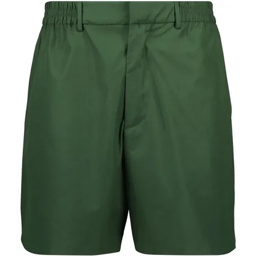 Casual Shorts, male, , Size: L Cotton Khaki Shorts - Fendi - Modalova