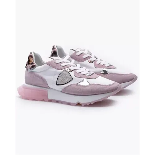 La Rue - Leder- und Wildledersneakers mit Ausschnitten 50 - Farbe: Rosa, Größe: 40 , Damen, Größe: 38 EU - Philippe Model - Modalova