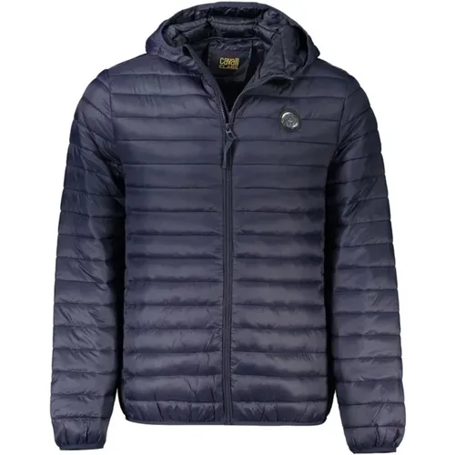 Blaue Kapuzenjacke mit Leichter Polsterung , Herren, Größe: S - Cavalli Class - Modalova