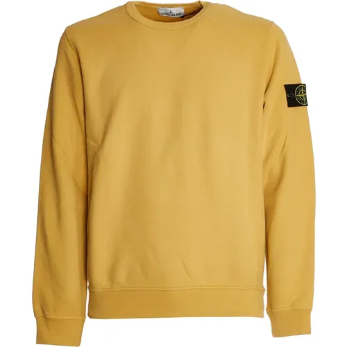 Mustard Brushed Cotton Fleece Sweatshirt , male, Sizes: XL, L, S, M - Stone Island - Modalova