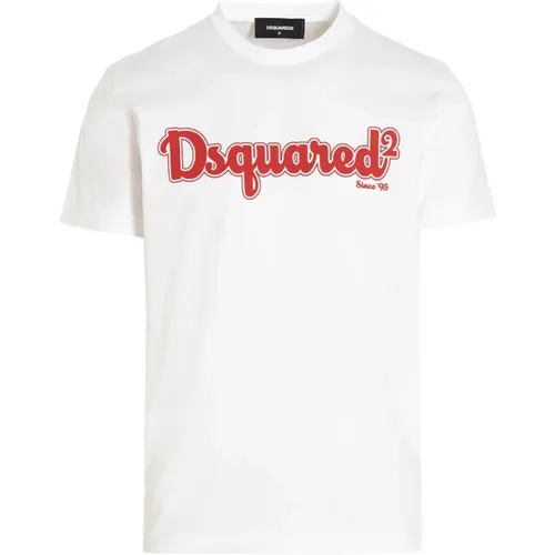 Regular Fit Weißes T-Shirt , Herren, Größe: S - Dsquared2 - Modalova