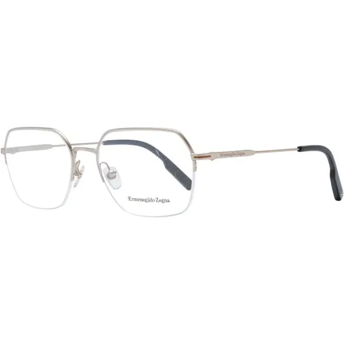 Glasses, male, , Size: ONE SIZE Silver Rectangle Optical Frames - Ermenegildo Zegna - Modalova