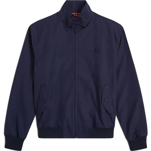 Light Jackets, male, , Size: 2XL Classic Harrington Jacket Navy - Fred Perry - Modalova