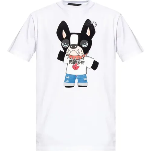 T-Shirt mit Grafikdruck und Rundhalsausschnitt , Herren, Größe: L - Dsquared2 - Modalova