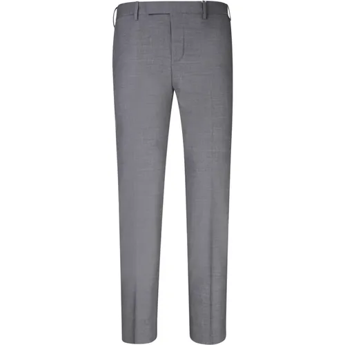 Suit Trousers, male, , Size: M Grey Wool Straight Leg Trousers - PT Torino - Modalova