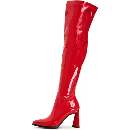 Rote Overknee-Stiefel , Damen, Größe: 40 EU - Cesare Gaspari - Modalova