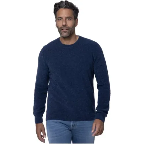 Blauer Rundhals-Bouclé-Pullover , Herren, Größe: 3XL - Gran Sasso - Modalova