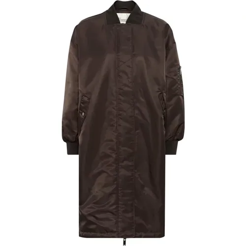 Parkas, female, , Size: L Reversible Long Jacket Espresso - My Essential Wardrobe - Modalova