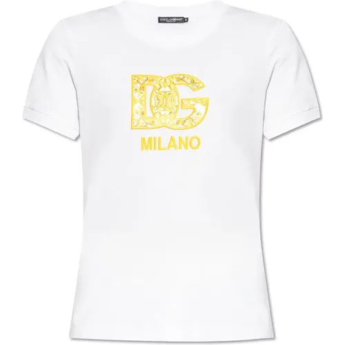 T-shirt with logo , female, Sizes: S, XS - Dolce & Gabbana - Modalova