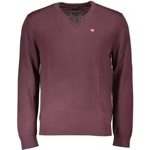 Timeless pink wool V-neck sweater , male, Sizes: M, S, XS - Napapijri - Modalova