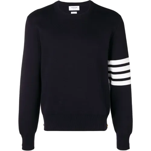 Round-neck Knitwear, male, , Size: XL Sweater 4-Bar Milano Stitch Jumper - Thom Browne - Modalova