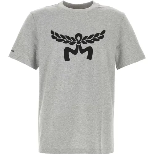 Stylisches Graues Baumwoll-T-Shirt , Herren, Größe: S - MCM - Modalova