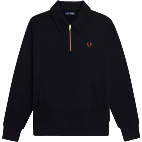 Polo Shirts, male, , Size: 2XL Cotton Half-Zip Sweatshirt - Fred Perry - Modalova