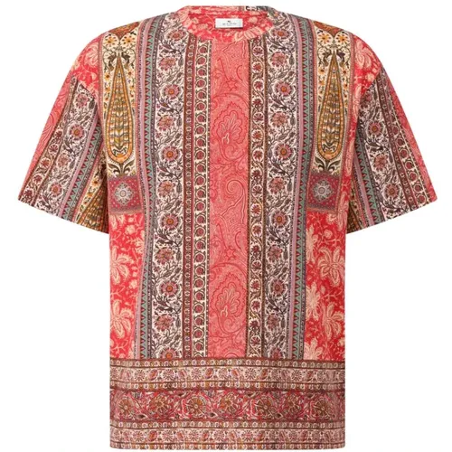 T-Shirts, male, , Size: 2XL Paisley Print Cotton T-Shirt - ETRO - Modalova