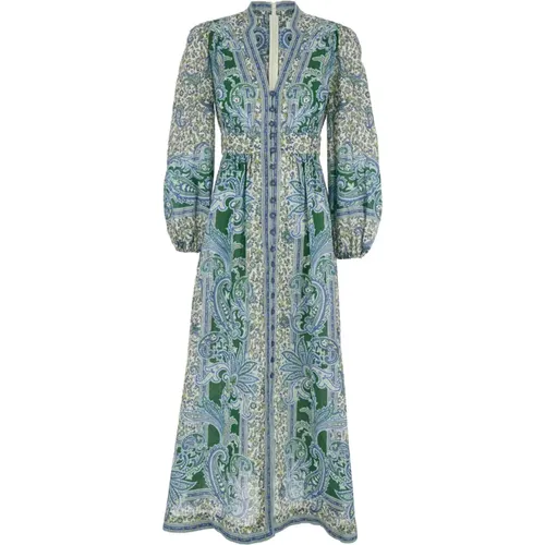 Floral Print Linen Long Dress , female, Sizes: M, L - Zimmermann - Modalova