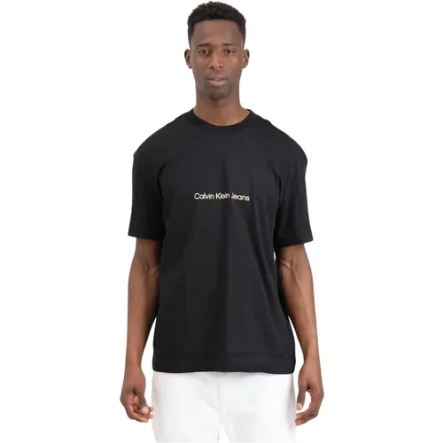 Schwarzes Logo T-Shirt Herren Frühjahrskollektion , Herren, Größe: L - Calvin Klein Jeans - Modalova