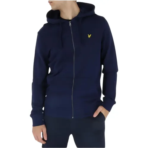 Zip-throughs, male, , Size: M Printed Cotton Hooded Sweatshirt with Zip Fastening - Lyle & Scott - Modalova